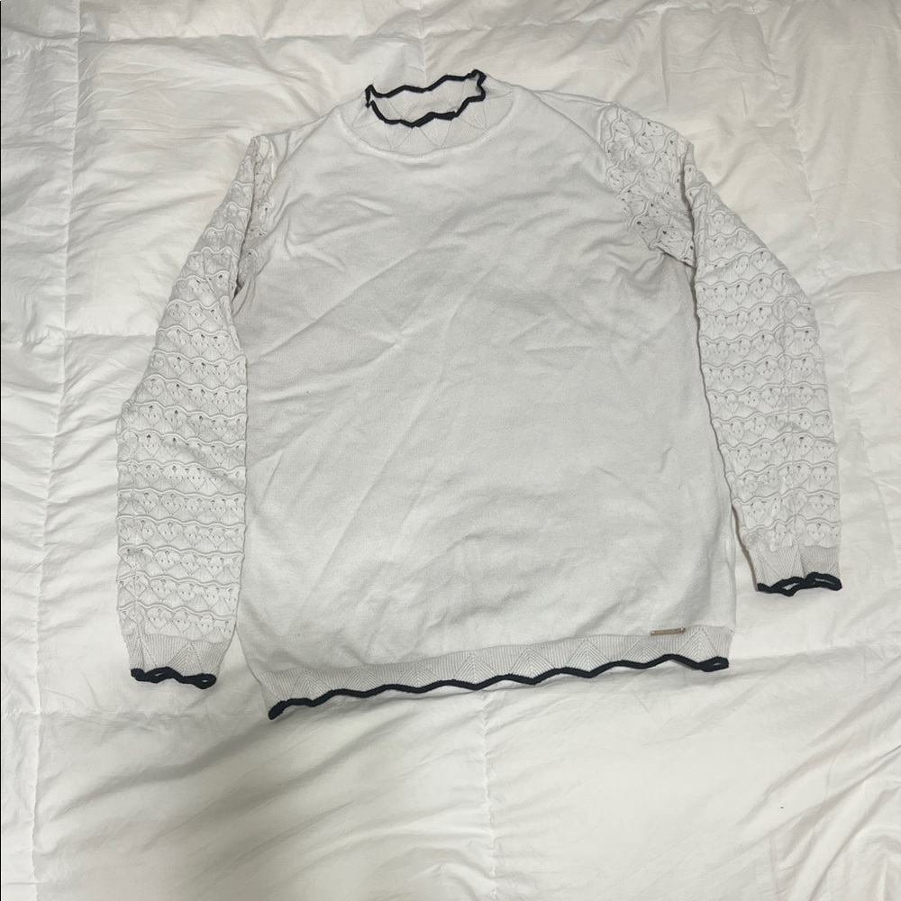 Tahari White Top with Black Accents